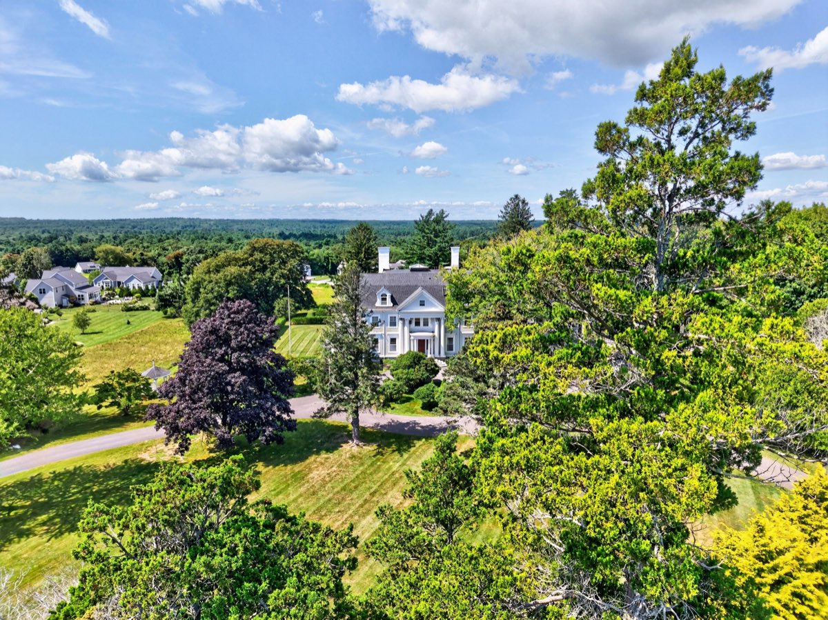 The house in its countryside, from the air