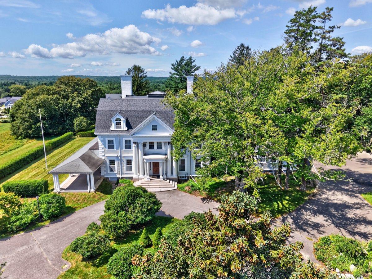 The same front of the house today, from the air