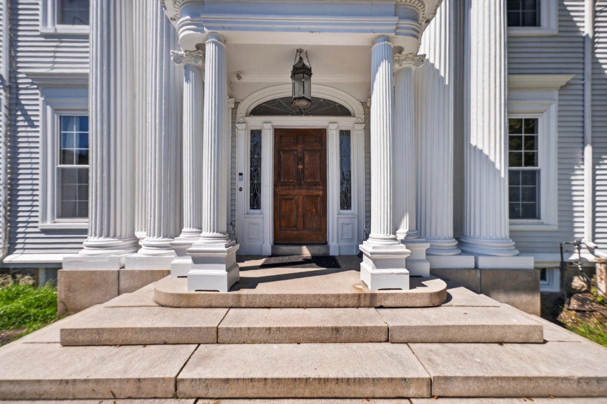 The columned front portico