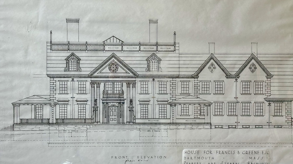 The original front elevation drawing by Peabody and Stearns